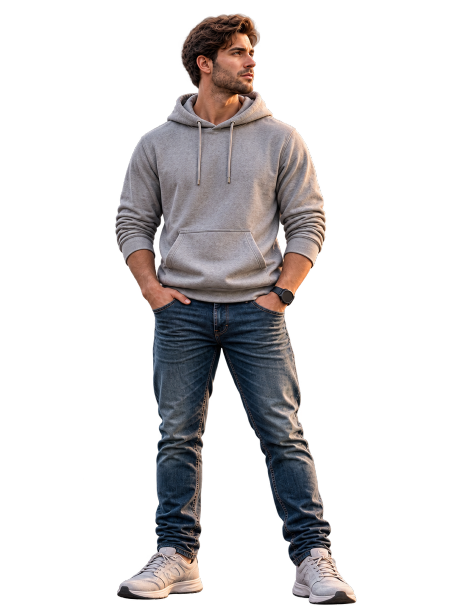 Your character standing at a lakeside campsite